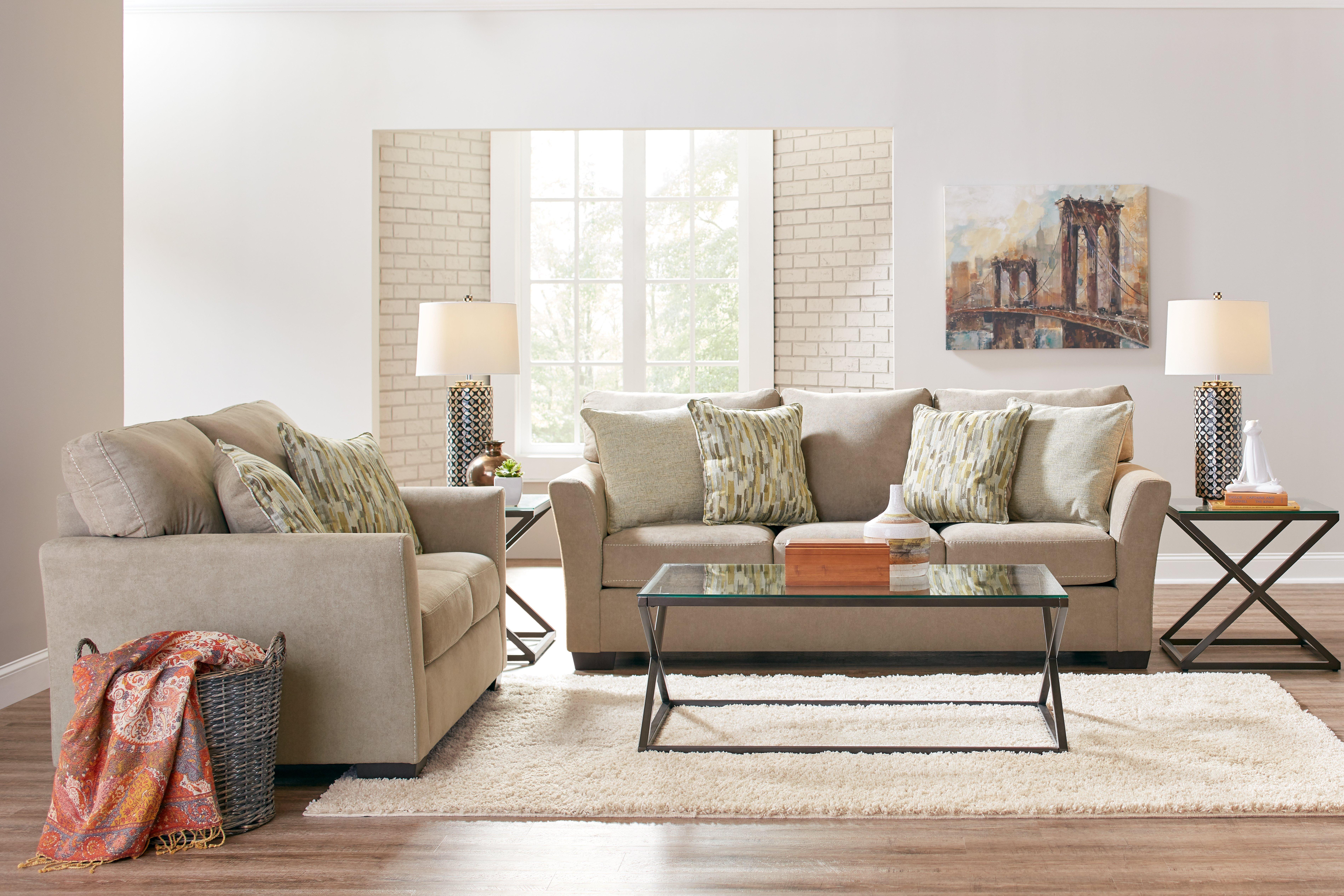 Rent to Own Lane Pacific Mocha Sofa & Loveseat at Aaron's today!
